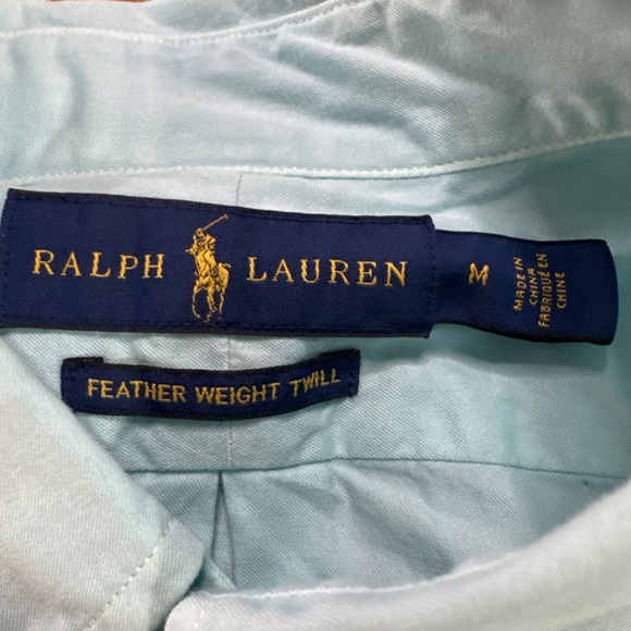 Ralph Lauren Shirt Men Sz Medium Blue Long Sleeve Pink Pony Feather Weight Twill - Picture 4 of 7